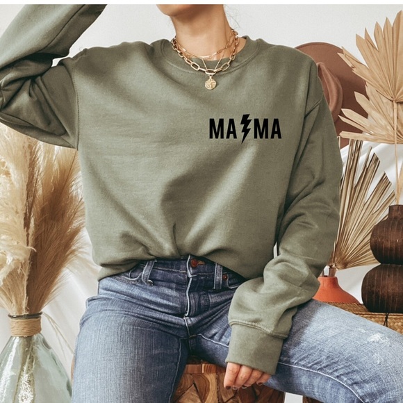 "Mama Sweatshirt: Stylish Lightning Bolt Design for Super Moms!" - Picture 2 of 2